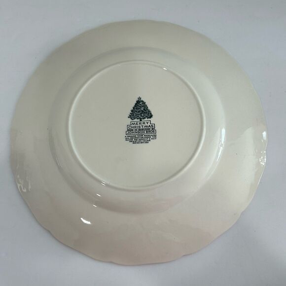 Johnson Bros Merry Xmas Dinner Plate Hand Engraved Pattern Excellent Condition - Picture 5 of 7